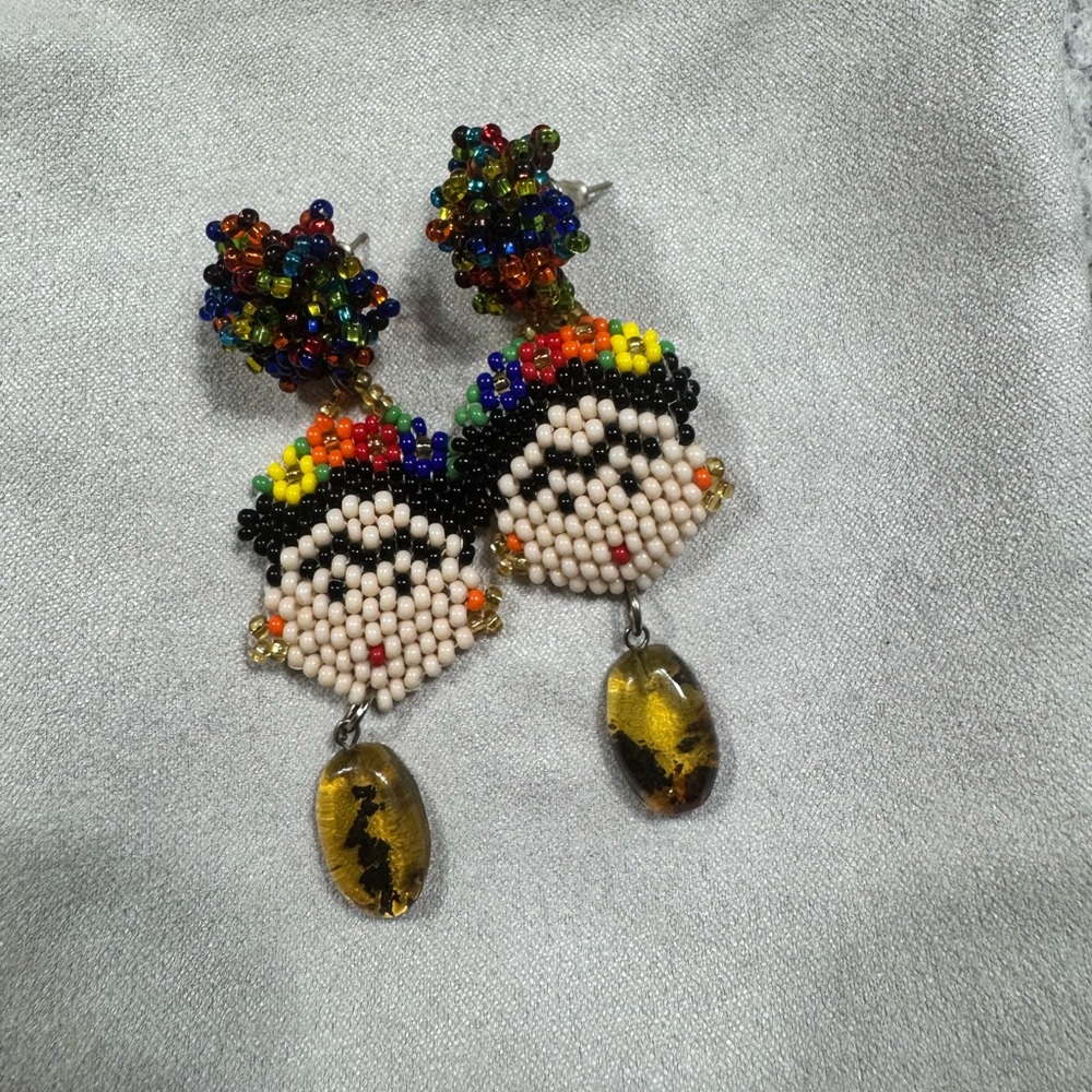 Frida Kahlo Beaded Earrings